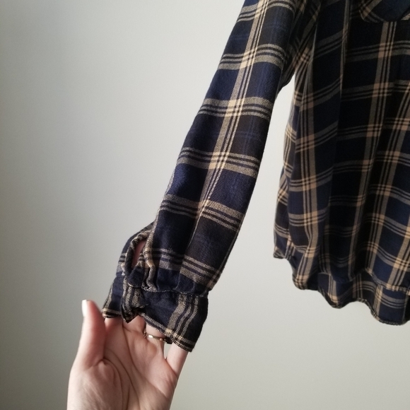 Terra & Sky Soft Button down Flannel Shirt Autumn Tartan/Navy Size 2X - Picture 8 of 13